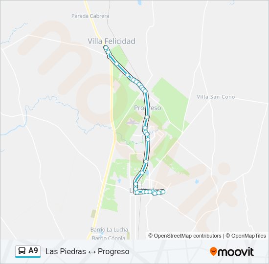 A9 Ómnibus Line Map