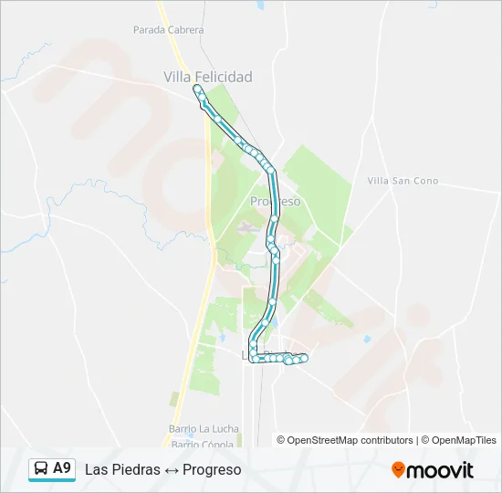 A9 Ómnibus Line Map