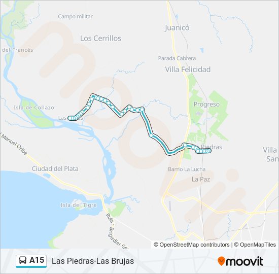 A15 Ómnibus Line Map