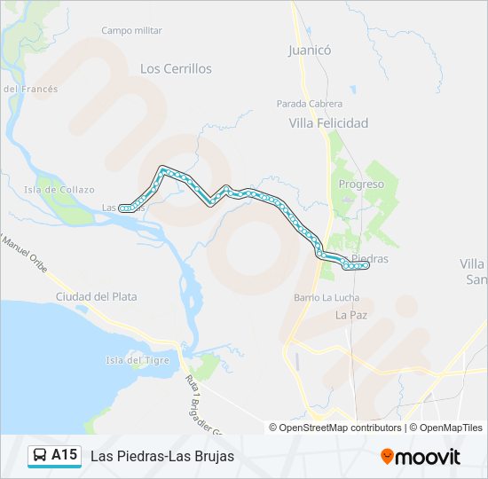 A15 Ómnibus Line Map