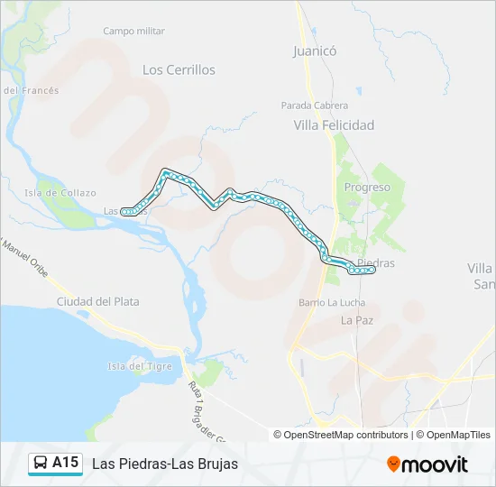 A15 Ómnibus Line Map