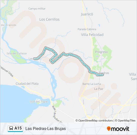 A15 Ómnibus Line Map