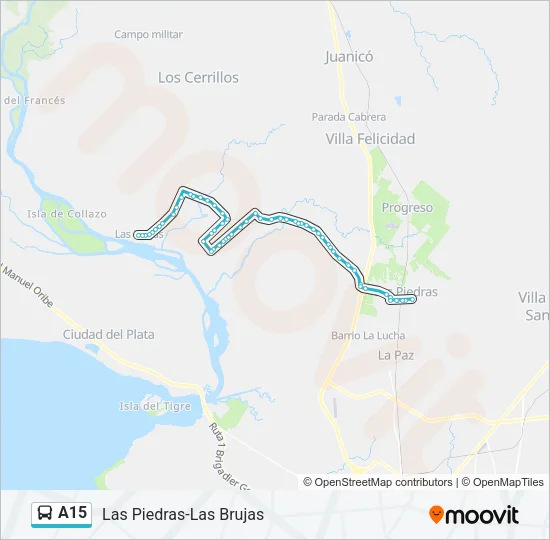 A15 Ómnibus Line Map