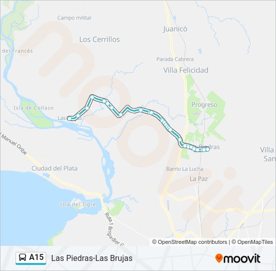 A15 Ómnibus Line Map