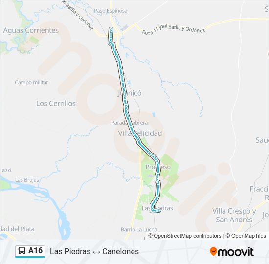 A16 Ómnibus Line Map