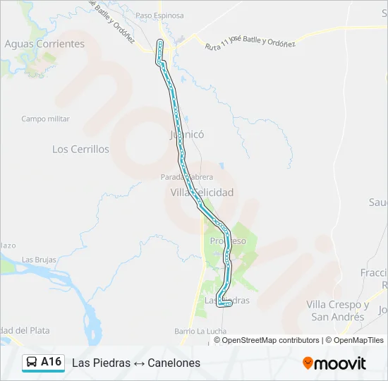 A16 Ómnibus Line Map