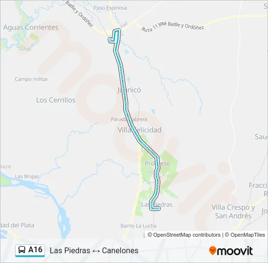 A16 Ómnibus Line Map