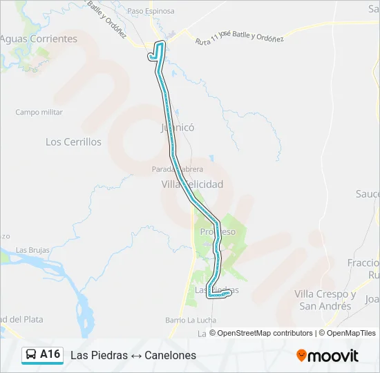 A16 Ómnibus Line Map
