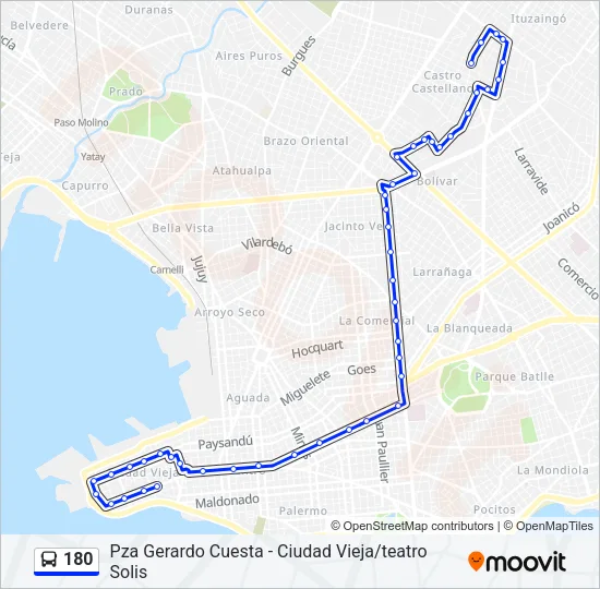 180 Ómnibus Line Map