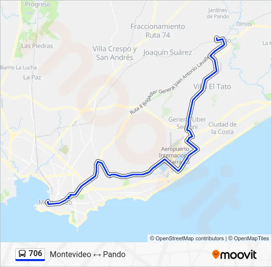 706 Bus Line Map