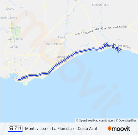 711 Ómnibus Line Map