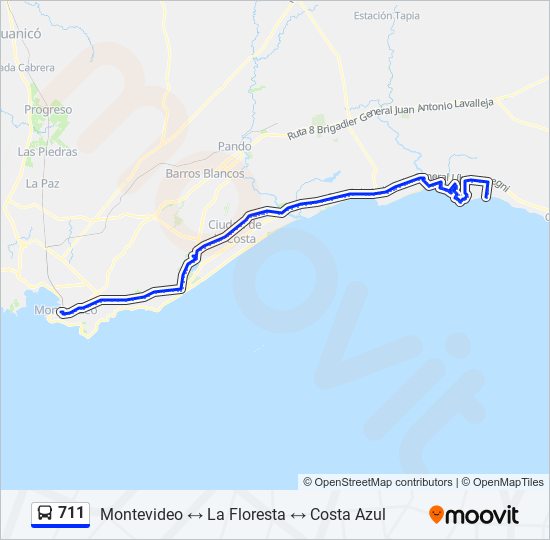 711 Ómnibus Line Map