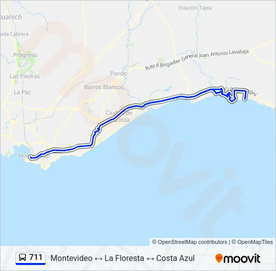 711 Ómnibus Line Map
