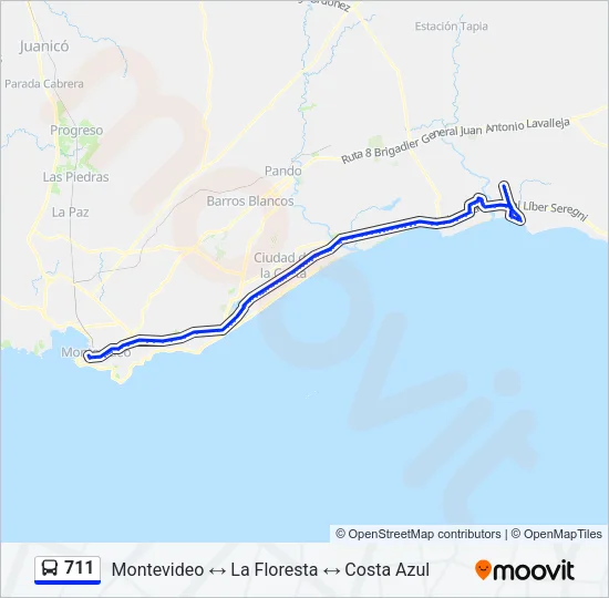 711 Ómnibus Line Map
