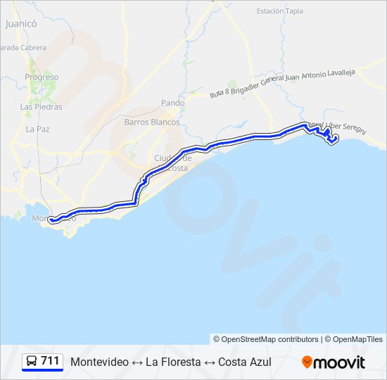 711 Ómnibus Line Map