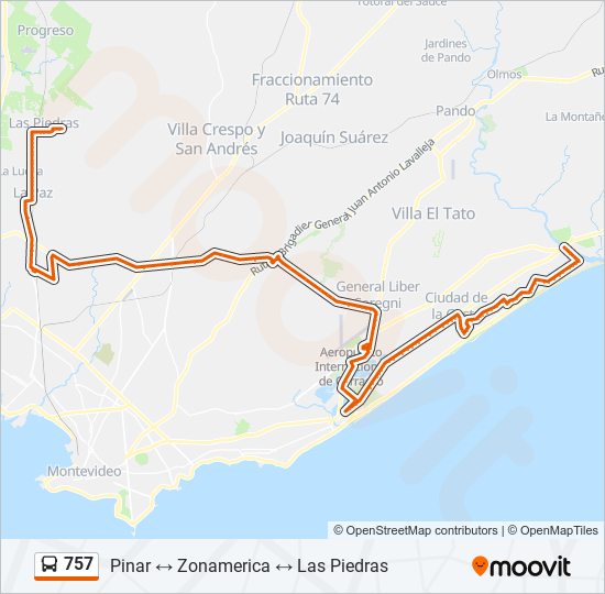 757 ómnibus Line Map