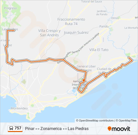 757 ómnibus Line Map