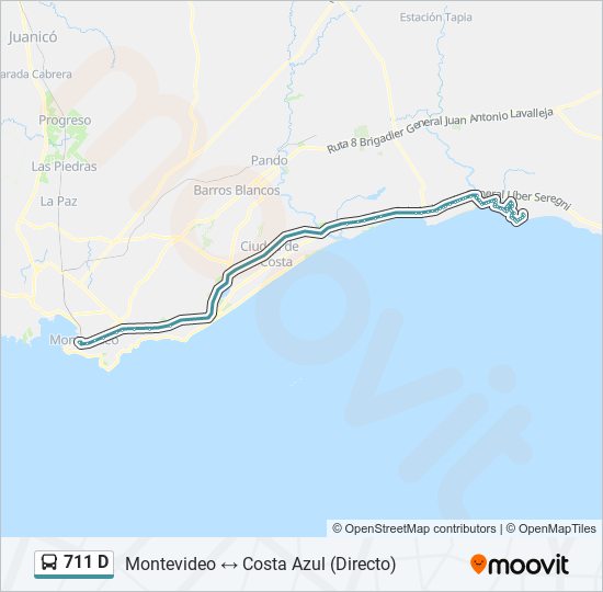 711 D Ómnibus Line Map