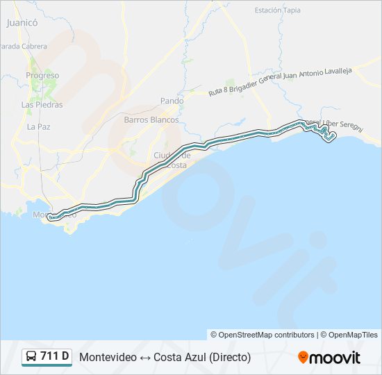 711 D Ómnibus Line Map