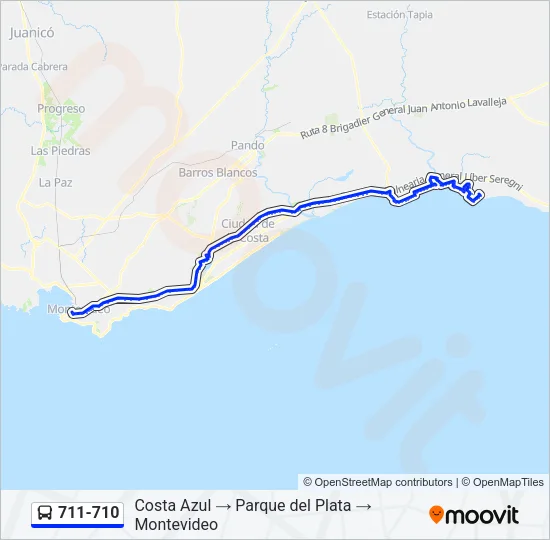 711-710 Ómnibus Line Map