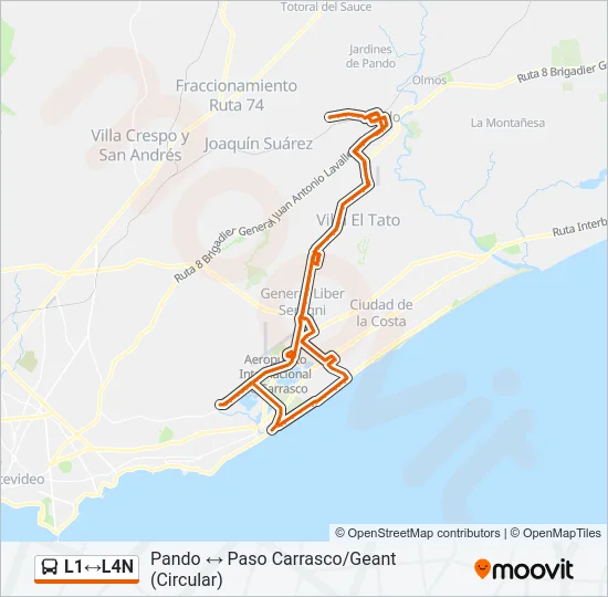 L1↔L4N Ómnibus Line Map