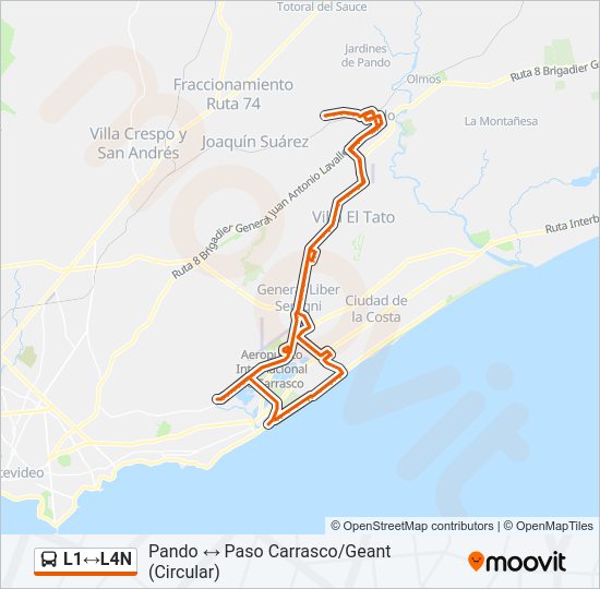 Mapa de L1↔L4N de Ómnibus
