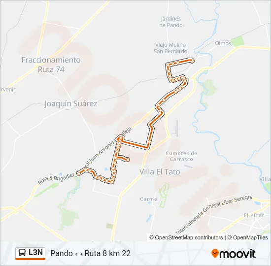 L3N Ómnibus Line Map