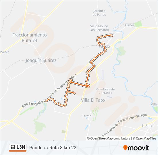 L3N ómnibus Line Map