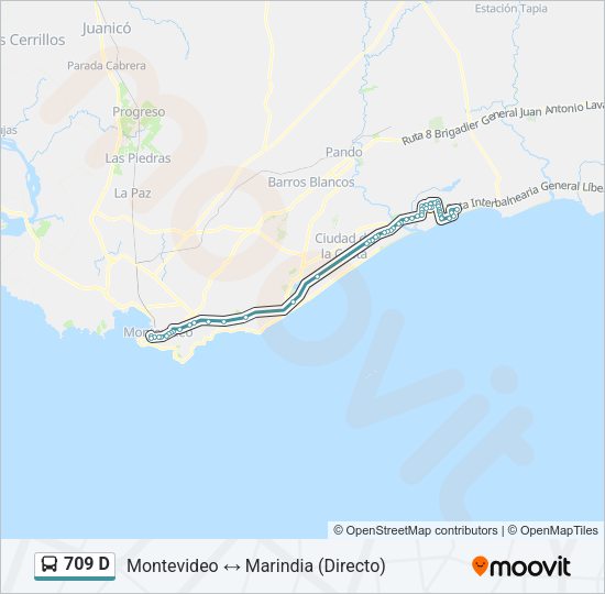709 D Ómnibus Line Map