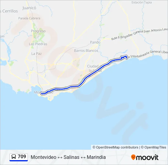 709 Ómnibus Line Map