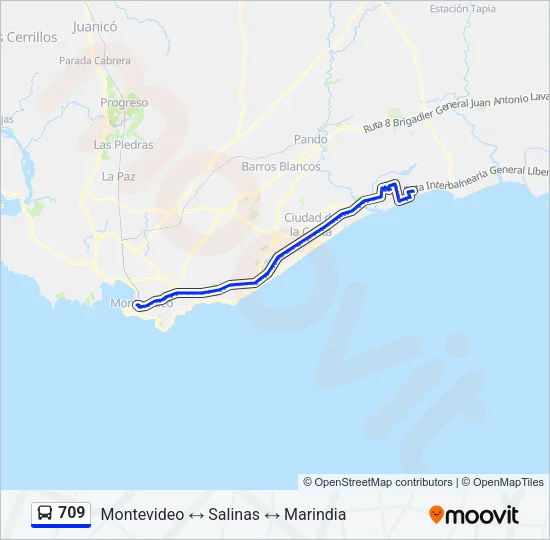 709 Ómnibus Line Map