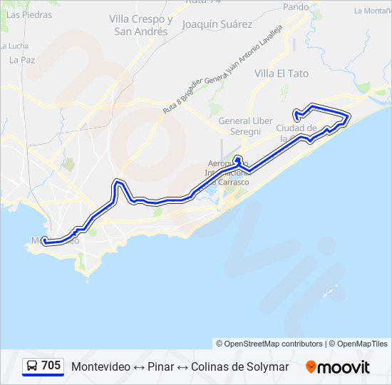 705 ómnibus Line Map