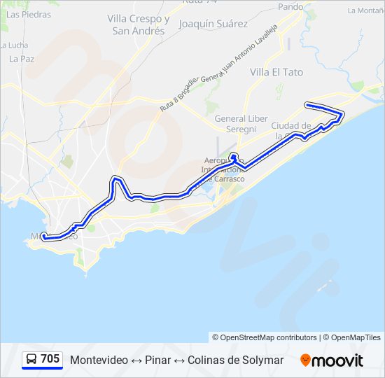 705 Ómnibus Line Map