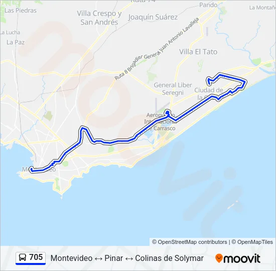 705 Ómnibus Line Map