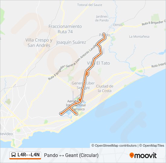 L4R↔L4N ómnibus Line Map