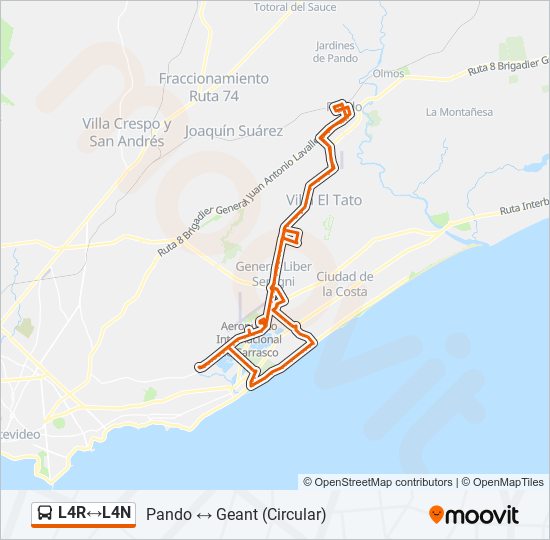 L4R↔L4N Ómnibus Line Map