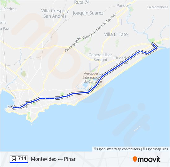 714 ómnibus Line Map