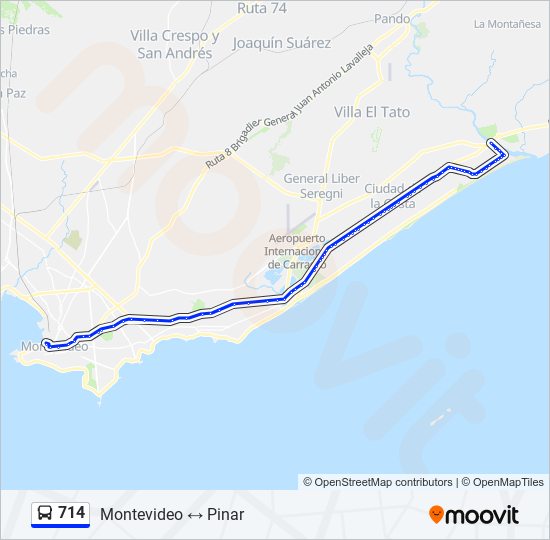 714 ómnibus Line Map