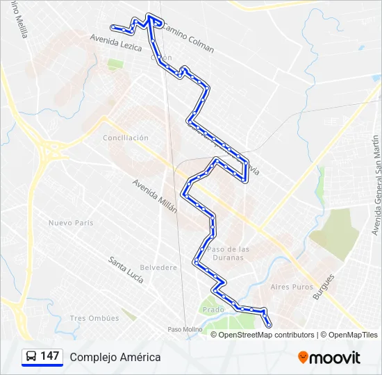147 Ómnibus Line Map