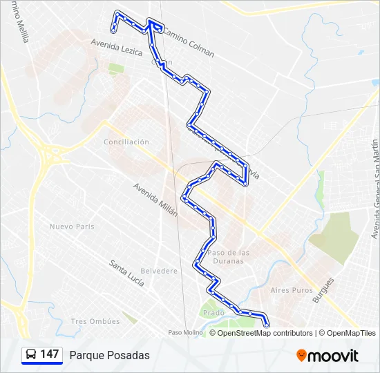 147 Ómnibus Line Map