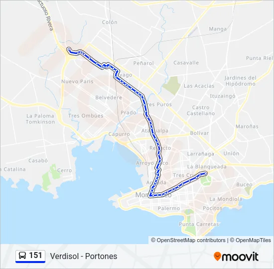 151 Ómnibus Line Map