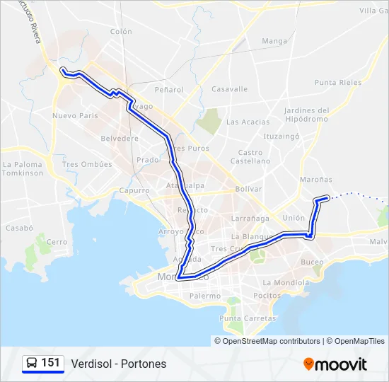 151 Ómnibus Line Map