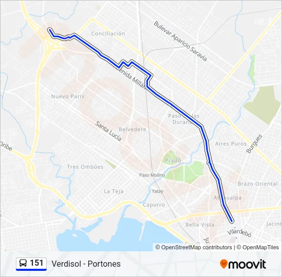 151 Ómnibus Line Map