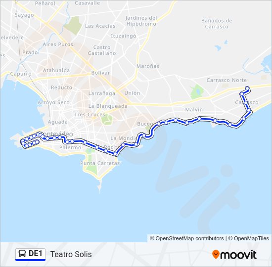 DE1 Ómnibus Line Map