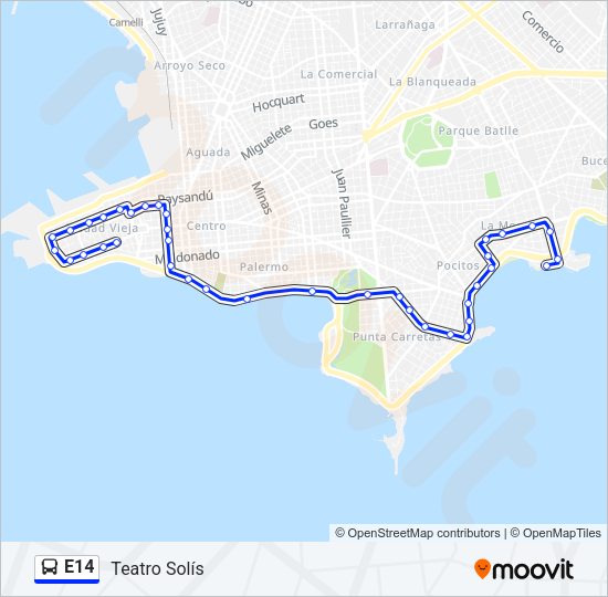 E14 Ómnibus Line Map