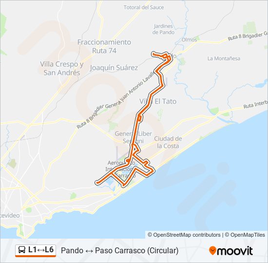 Mapa de L1↔L6 de Ómnibus