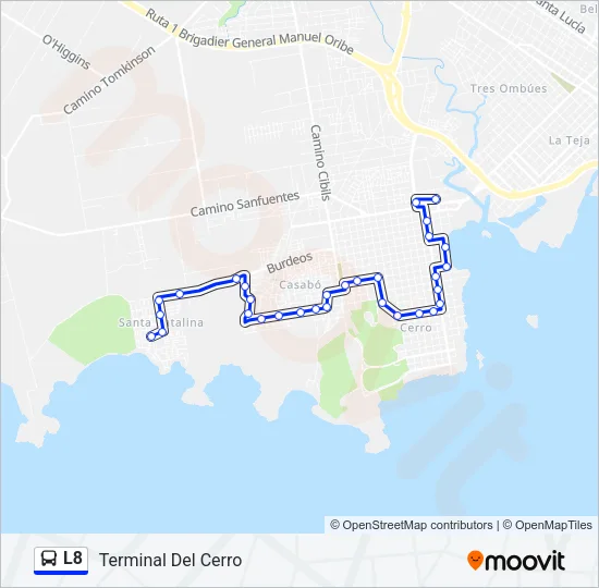 L8 Ómnibus Line Map