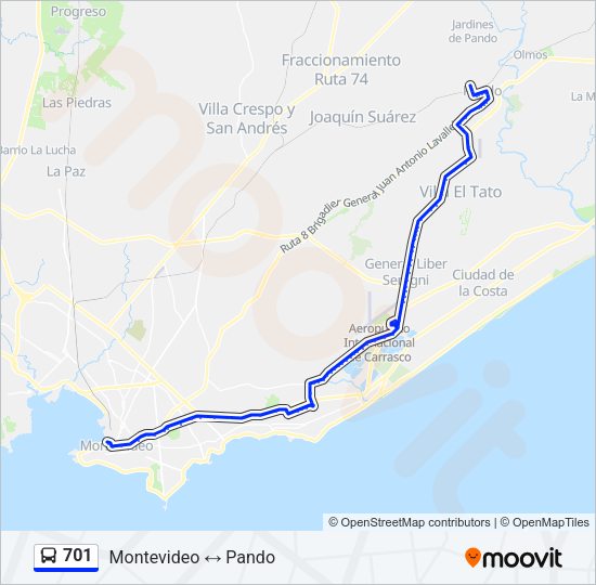 701 Ómnibus Line Map
