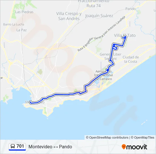 701 Ómnibus Line Map