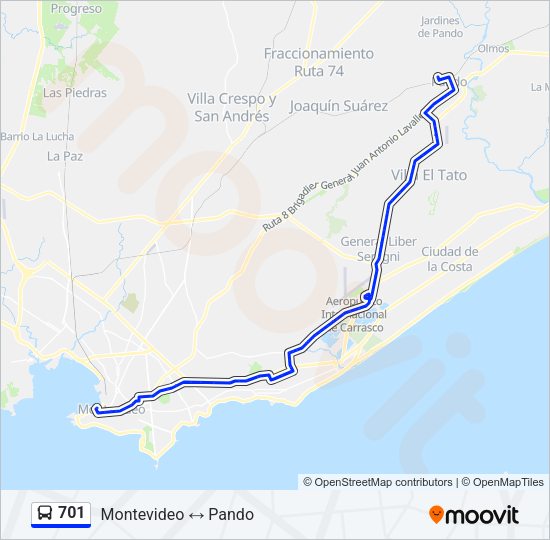701 Ómnibus Line Map
